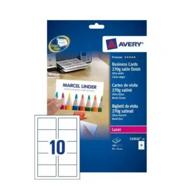 Papier laserowy do wizytówek Avery C32026-10
