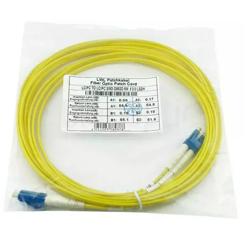 Kabel krosowy światłowodowy BlueOptics SFP3131BU3MK 3 m OS2 LC–LC żółty, 9 µm, pełny dupleks