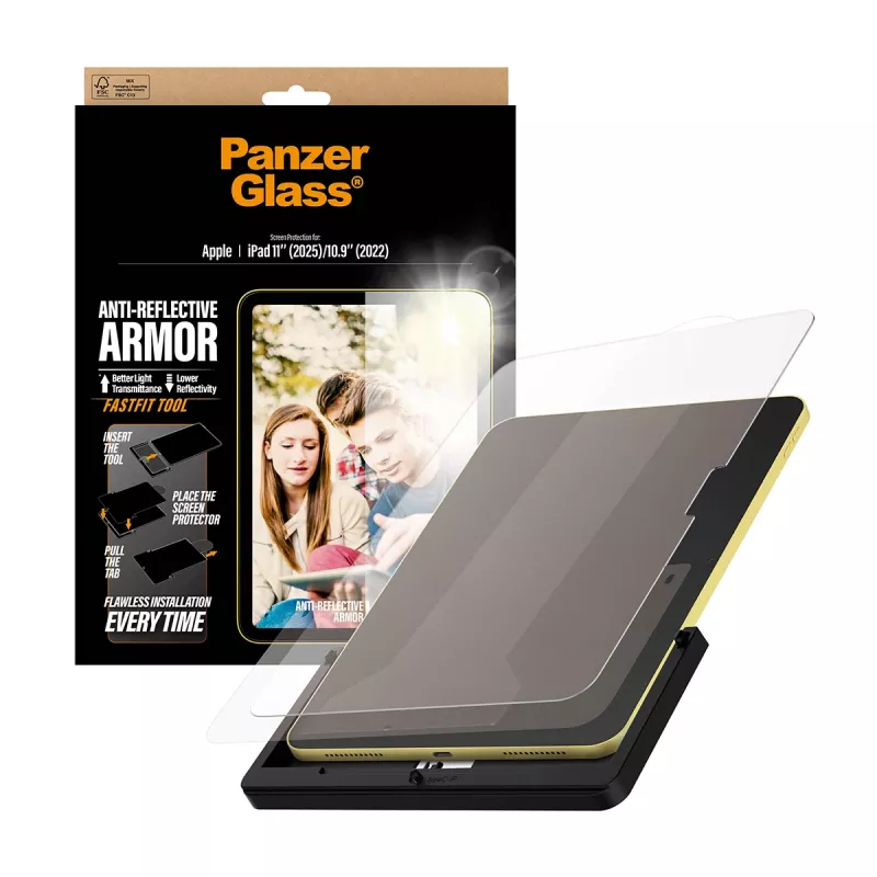 PanzerGlass Anti-Reflective Armor szkło hartowane na iPad 11 inch (2025–2026) i iPad 10.9 inch (2022) Ultra-Wide Fit z narzędziem Fastfit