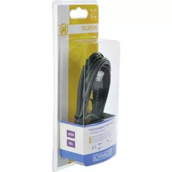 Kabel Schwaiger 6,0 m RJ-12 - TAE-F 6 m Czarny