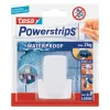 Uchwyt na maszynki do golenia Tesa Powerstrips Waterproof Wave, samoprzylepny uchwyt łazienkowy, wodoodporna konstrukcja, biały