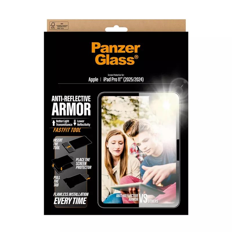 PanzerGlass ® Anti-Reflective Armor Ochrona ekranu iPad Pro 11 cali (2024-2025) | Ultra-Wide Fit z narzędziem Fastfit