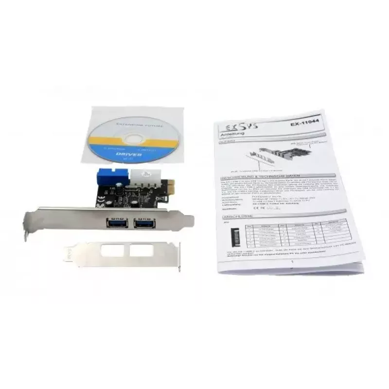 EXSYS EX-11049 Wewnętrzny adapter USB 3.2 Gen 1 PCIe Czarny Srebrny
