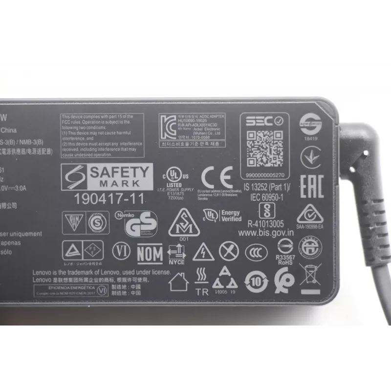 Lenovo 5A10W86261 zasilacz Wewnętrzny 65 W Czarny