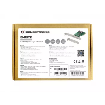 Karta PCIe Conceptronic EMRICK 2-Port USB 3.2 Gen 2 Type-C, samozasilająca się