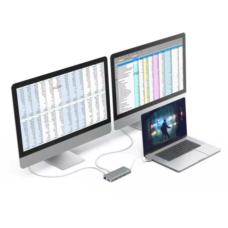 Hama 00200133 stacja dokująca/replikator portów do laptopa USB 3.2 Gen 1 (3.1 Gen 1) Type-C Srebrny, Biały