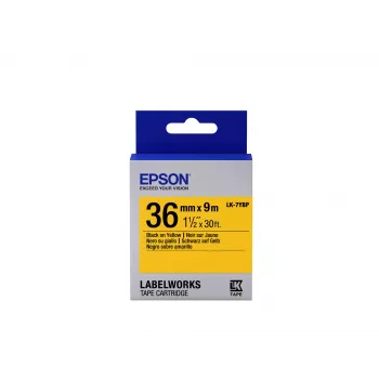 Epson Label Cartridge Pastel LK-7YBP Czarny/Żółty 36mm (9m), Czarny na żółtym, Japonia, LabelWorks LW-1000P, LW-900P, 3,6 cm, 9 m, 1 szt.