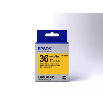 Epson Label Cartridge Pastel LK-7YBP Czarny/Żółty 36mm (9m), Czarny na żółtym, Japonia, LabelWorks LW-1000P, LW-900P, 3,6 cm, 9 m, 1 szt.