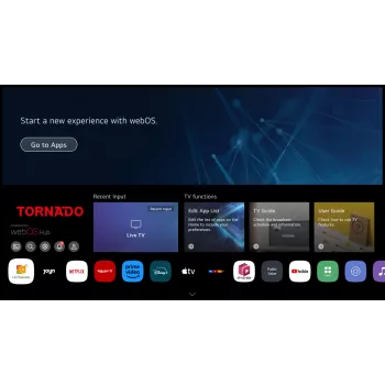 TORNADO 65US4301X | 65-calowy bezramkowy telewizor Smart TV WebOS 4K z pilotem głosowym