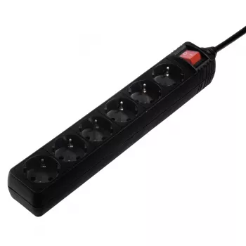 Hama 137266 Przedłużacz 6 gniazd AC Wewnętrzny Czarny