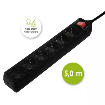 Hama 137266 Przedłużacz 6 gniazd AC Wewnętrzny Czarny
