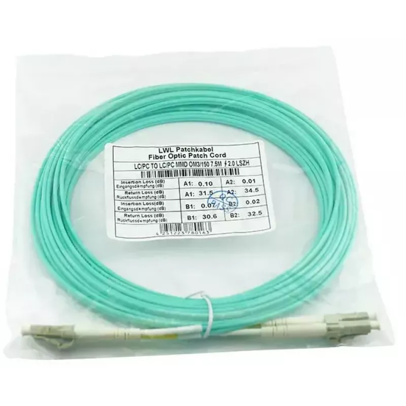 Kabel światłowodowy BlueOptics AJ833A 0.5 m LC OM3 Aqua