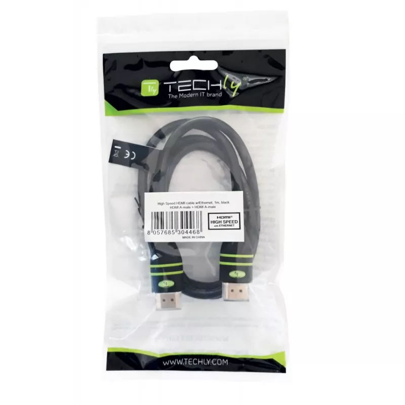 Techly 0.5m High Speed HDMI kabel with Ethernet A/A M/M Czarny ICOC HDMI-4-005