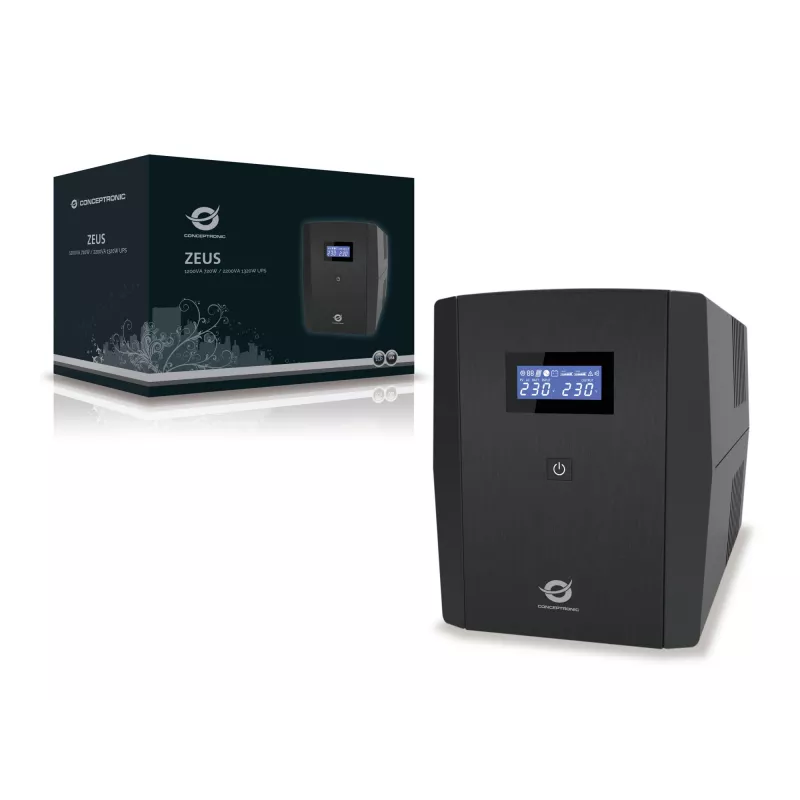 Conceptronic ZEUS 2200VA 1320W UPS, IEC + gniazdo schuko, Line-Interactive, 2.2 kVA, 1320 W, 220 V, 240 V, 220 V