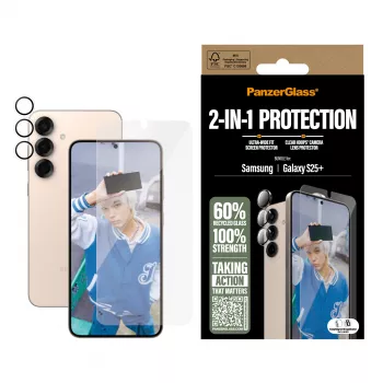 PanzerGlass zestaw ochronny 2 w 1 Samsung Galaxy S25+ odporny na zarysowania i wstrząsy