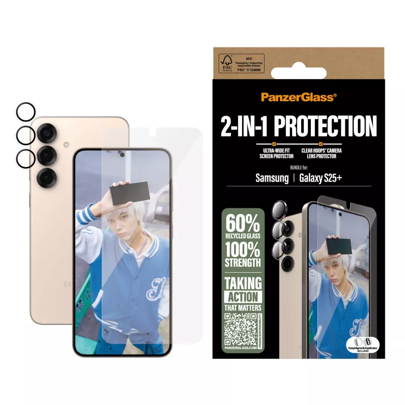 PanzerGlass zestaw ochronny 2 w 1 Samsung Galaxy S25+ odporny na zarysowania i wstrząsy