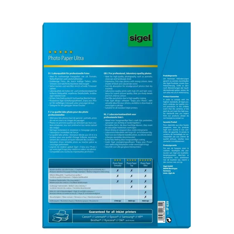 Papier do druku A4 Sigel IP639 błyszczący 50 arkuszy biały