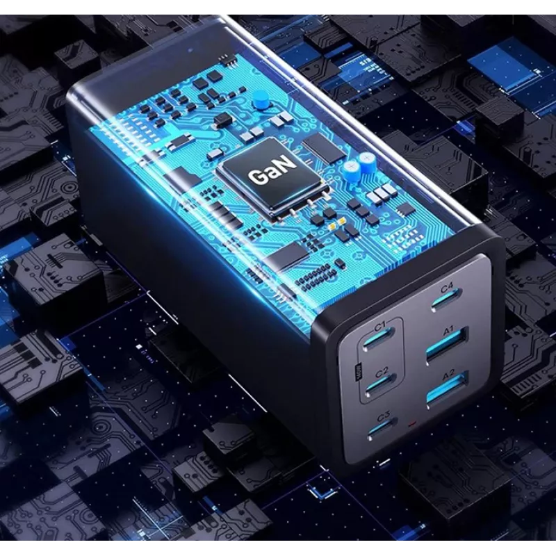 Conceptronic 6-Port 200W GaN USB PD Charger z kablem ładującym USB-C, USB-C x 4, USB-A x 2, QC 3.0, PD 3.1, PPS