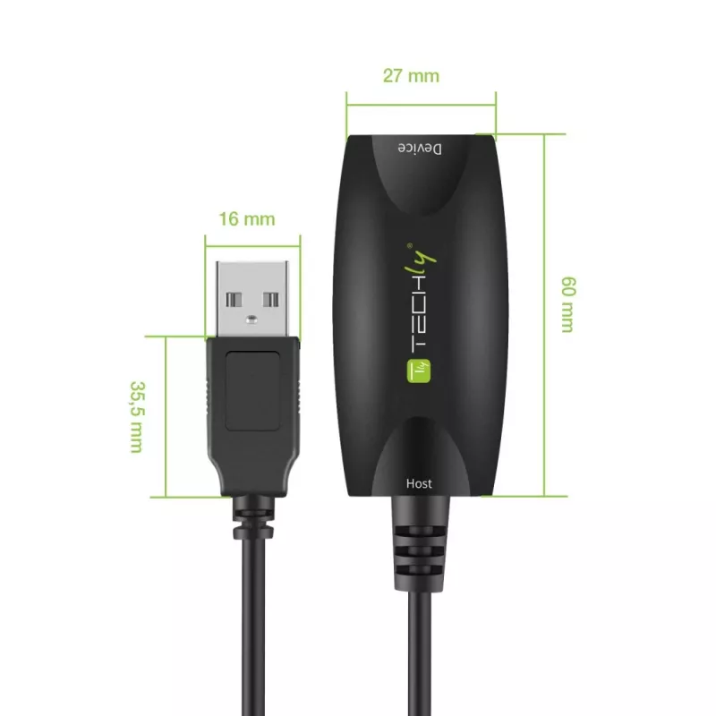 Techly SuperSpeed USB3.0 Aktywny kabel przedłużający 5m Czarny ICUR3050