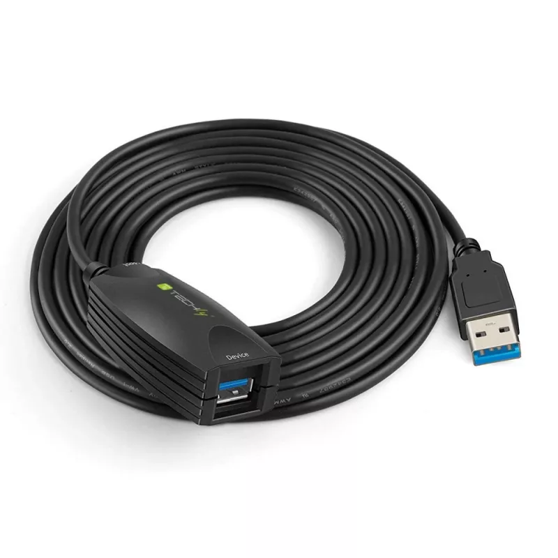 Techly SuperSpeed USB3.0 Aktywny kabel przedłużający 5m Czarny ICUR3050