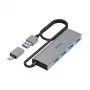 Hama 00200138 hub interfejsowy USB 3.2 Gen 1 (3.1 Gen 1) Type-A + Type-C 5000 Mbit/s antracytowy, szary