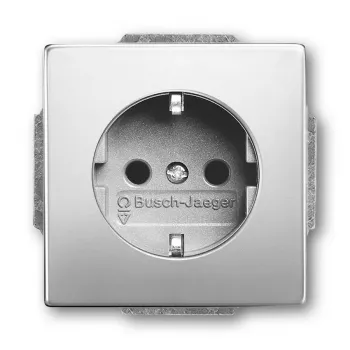 Gniazdo wtykowe Busch-Jaeger 2011-0-3850 CEE 7/3 2P+E 250 V 16 A stal nierdzewna srebrne 71×41 mm