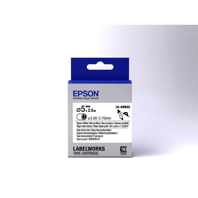 Epson Label Cartridge Heat Shrink Tube (HST) LK-4WBA5 Czarny/biały D5mm (2.5m)