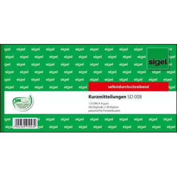 Formularz biznesowy Sigel SD008 Zielony 1/3 A4 80 arkuszy