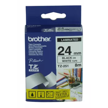 Taśma do etykietowania Brother TZ-251 Czarna 8 m 2,4 cm