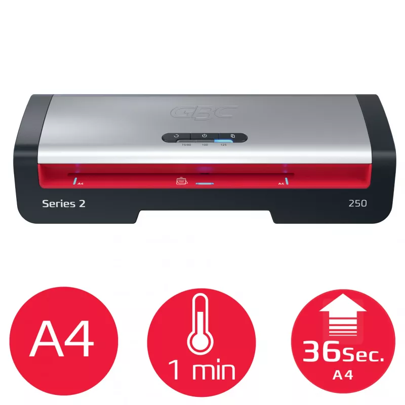 Laminator biurowy GBC 250 A4, 24 cm, laminator gorący, 500 mm/min, 0,5 mm, A4, 100 µm