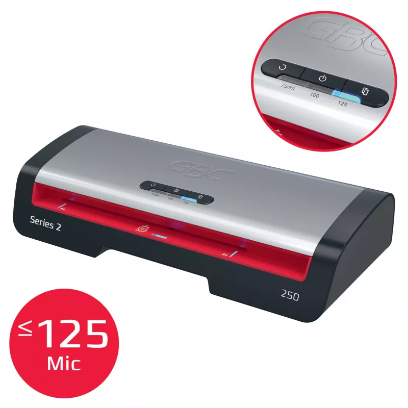 Laminator biurowy GBC 250 A4, 24 cm, laminator gorący, 500 mm/min, 0,5 mm, A4, 100 µm