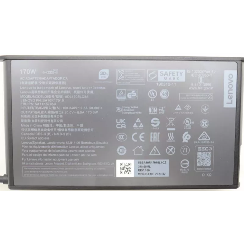Lenovo 5A11K67850 zasilacz Wewnętrzny 170 W Czarny