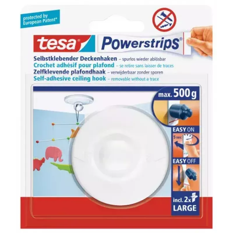 Hak do przechowywania ściennego Tesa 58029-00020 Biały — 1 sztuka, samoprzylepny hak domowy