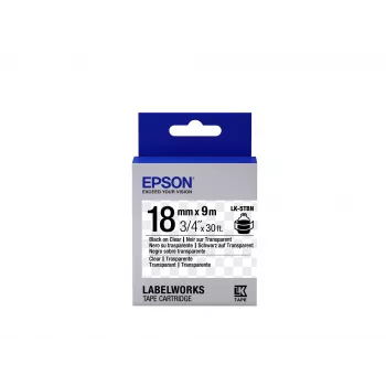 Epson Label Cartridge Transparent LK-5TBN Czarny/Przezroczysty 18mm (9m)