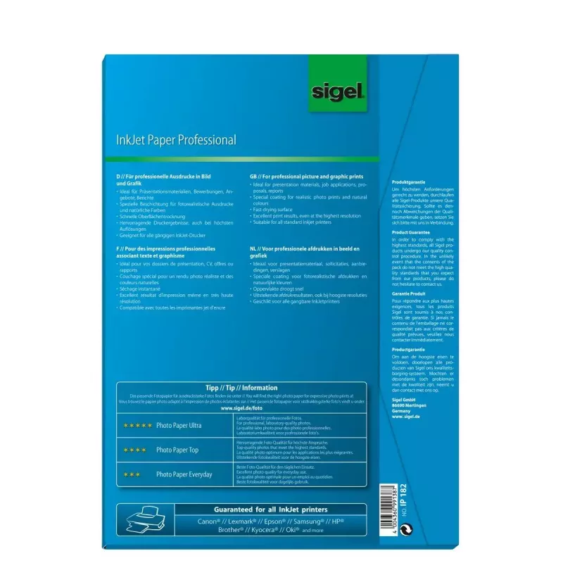 Papier do druku A4 Sigel IP182 Matowy 50 arkuszy Biały