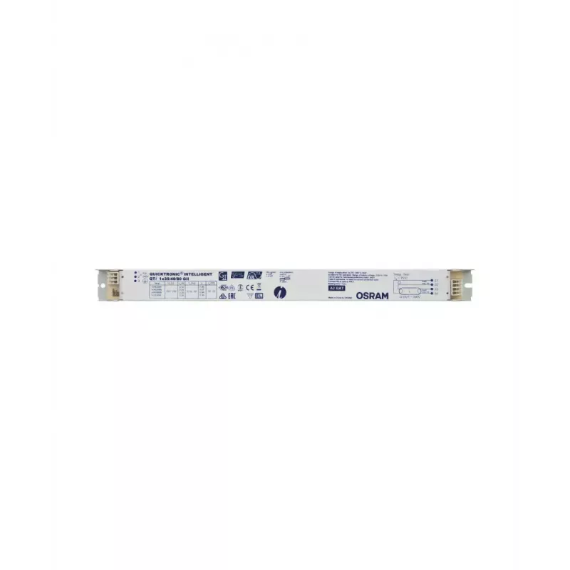 Statecznik (elektroniczny) Osram QTi 1X35/49/80 GII — trwałość 100000 h, AC 198–264 V, 50/60 Hz, prąd wejściowy 53 A, 360×30×21 mm