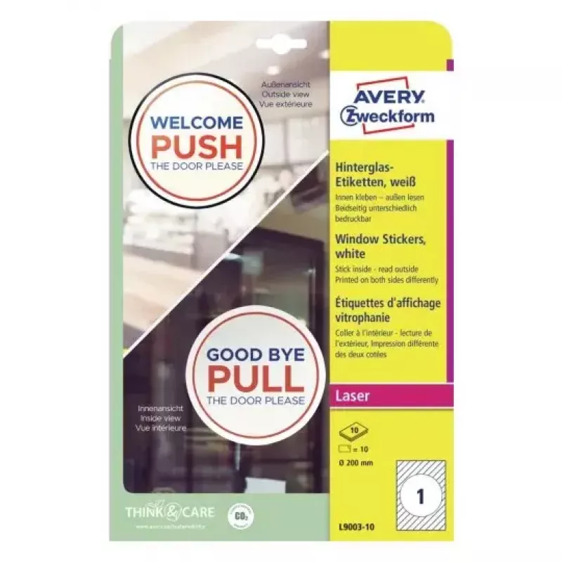 Naklejki okienne Avery L9003-10 Samoprzylepne Białe A4 10 szt.