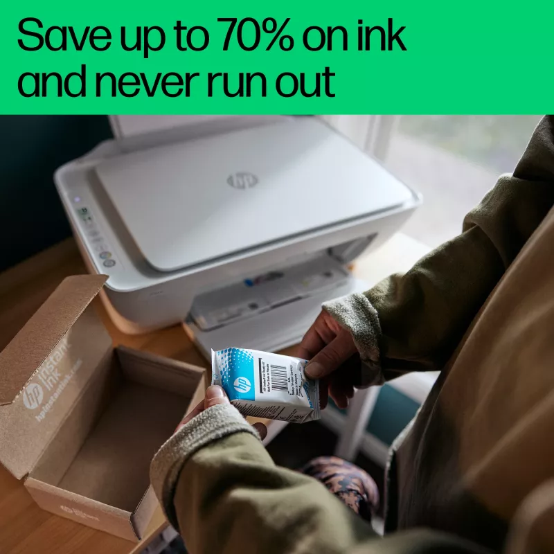 HP DeskJet 2821e Bezprzewodowe wielofunkcyjne kolorowe urządzenie atramentowe, Instant Ink; kopiowanie, skanowanie