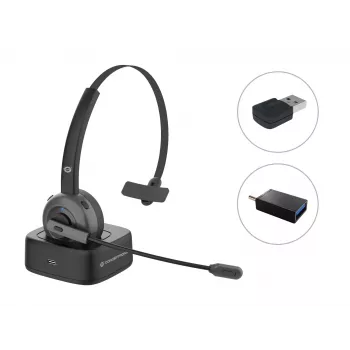 Conceptronic POLONA Bezprzewodowy zestaw słuchawkowy Bluetooth ze stacją ładującą i adapterem audio USB Bluetooth