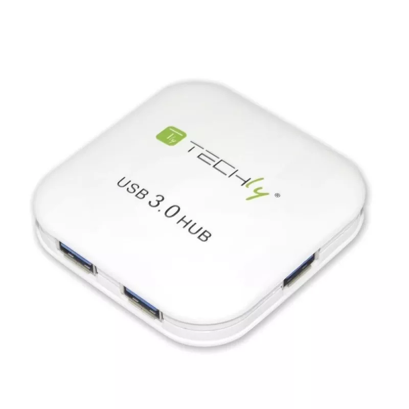 Techly USB 3.0 Super Speed Hub 4 Porty Biały IUSB3-HUB4-WH, USB 3.2 Gen 1 (3.1 Gen 1) Typ-A, 5000 Mbit/s, Biały, 0,8 m, CE, RoHS, USB 2.0 USB 1.1