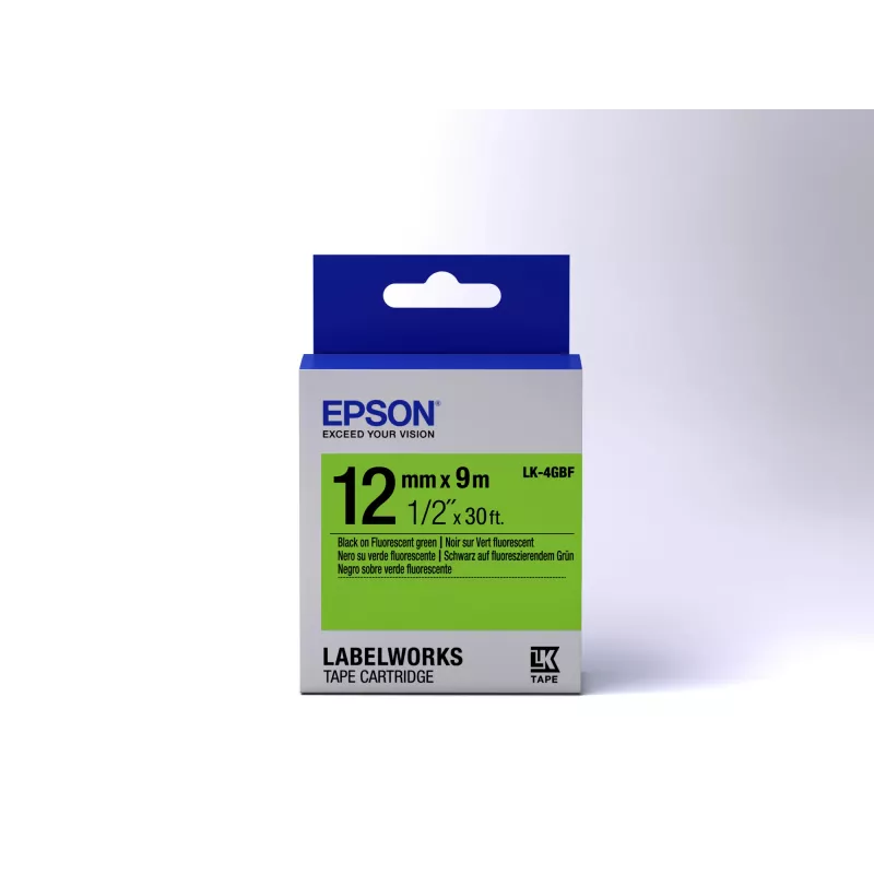 Kaseta etykietowa Epson Fluorescent LK-4GBF Czarny/Zielony 12mm (9m)