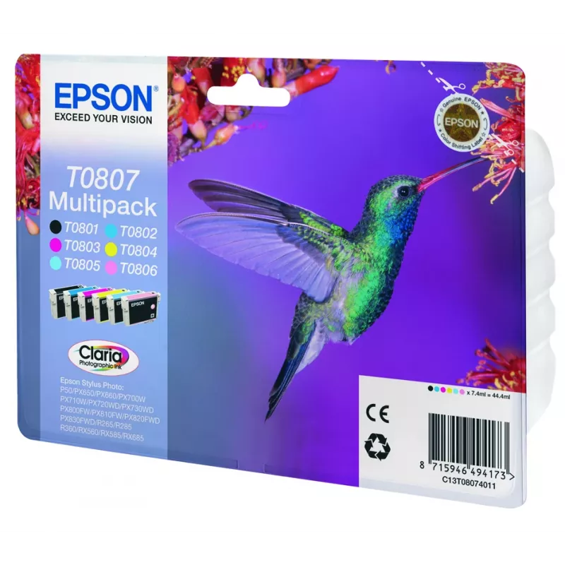 Epson Hummingbird Multipack 6-kolorów T0807 Claria Photographic Ink
