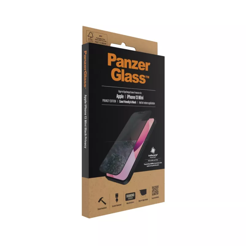 PanzerGlass Folia ochronna chroniąca prywatność Apple iPhone 13 Mini, krawędź do krawędzi, odporna na zarysowania i wstrząsy