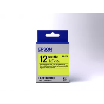 Kaseta Epson Label Cartridge Fluorescent LK-4YBF Czarny/Żółty 12mm (9m)