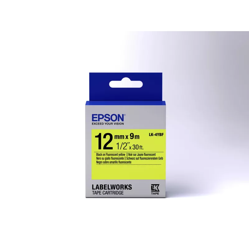 Kaseta Epson Label Cartridge Fluorescent LK-4YBF Czarny/Żółty 12mm (9m)