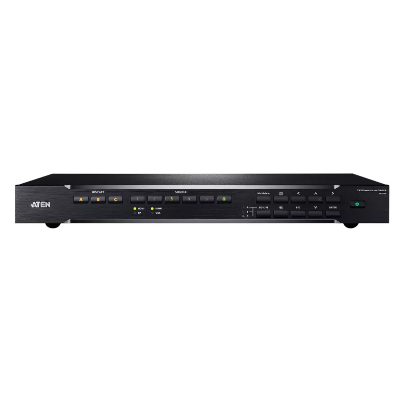ATEN Przełącznik prezentacyjny 7 x 3, HDMI, Metal, Czarny, 60 Hz, 1080p, 1920 x 1200 pikseli