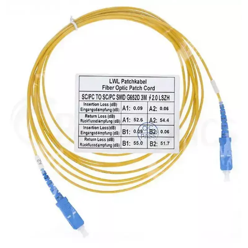 Kabel światłowodowy BlueOptics SFP2222BU10MK SC G.657.A1 10 m żółty