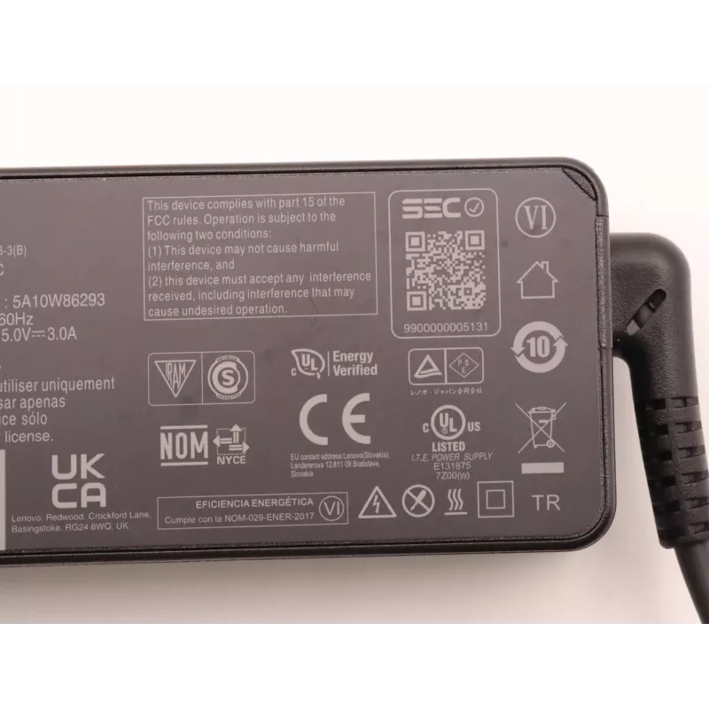 Lenovo 5A10W86293 zasilacz sieciowa Wewnętrzny 45 W Czarny
