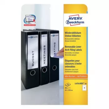 Avery L4761REV-20 etykieta samoprzylepna Zaokrąglony prostokąt Usuwalna Biała 80 szt.