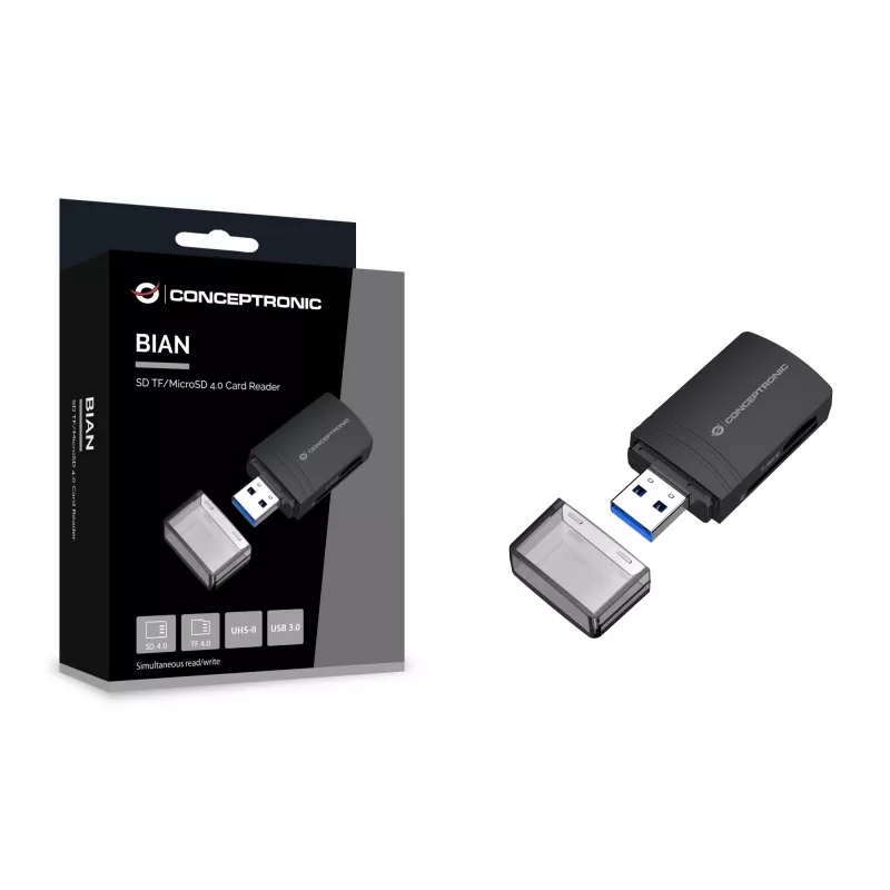 Conceptronic BIAN06B Czytnik kart SD TF/MicroSD 4.0, UHS-II, USB 3.0, 5 Gb/s